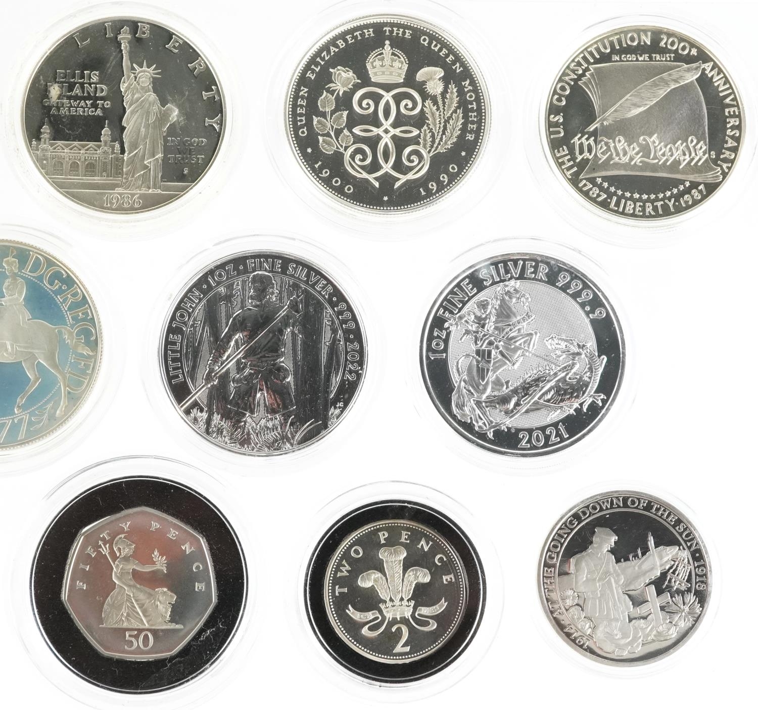 British and American coinage, some silver proof, including 2021 one ounce fine silver two pounds, - Image 3 of 6