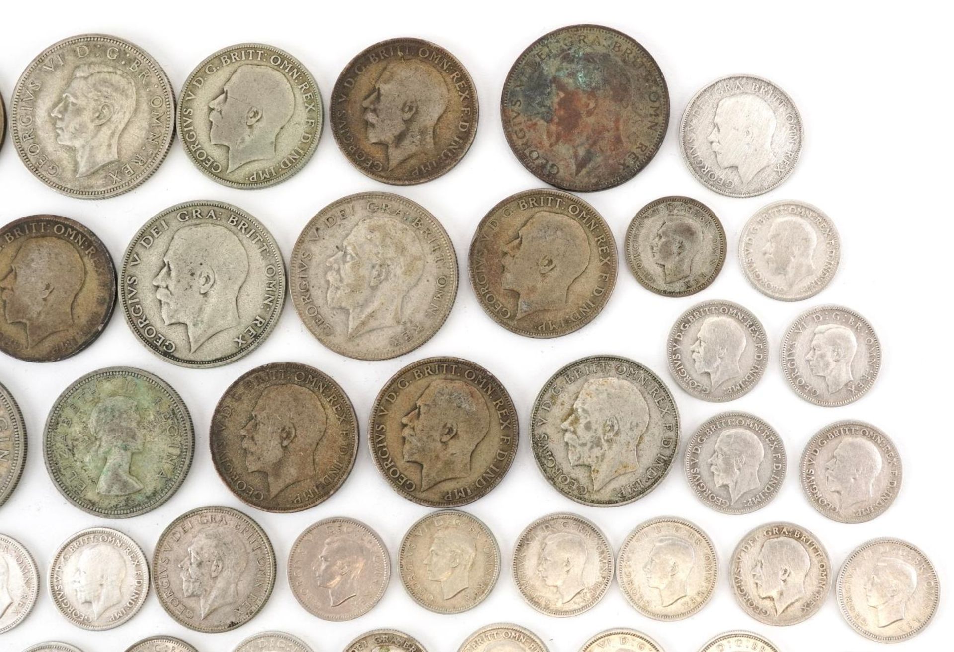 British pre decimal, pre 1947 coinage including half crowns and shillings, 320g - Bild 3 aus 10