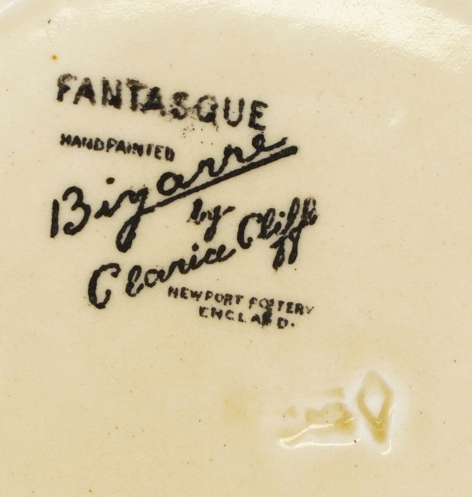 Clarice Cliff, Art Deco Fantastique Bizarre plate hand painted in the melon pattern, 17.5cm in - Bild 3 aus 3