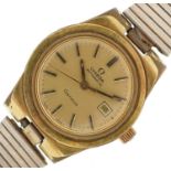 Omega, ladies Omega Geneve automatic wristwatch having gilt dial with date aperture, the movement