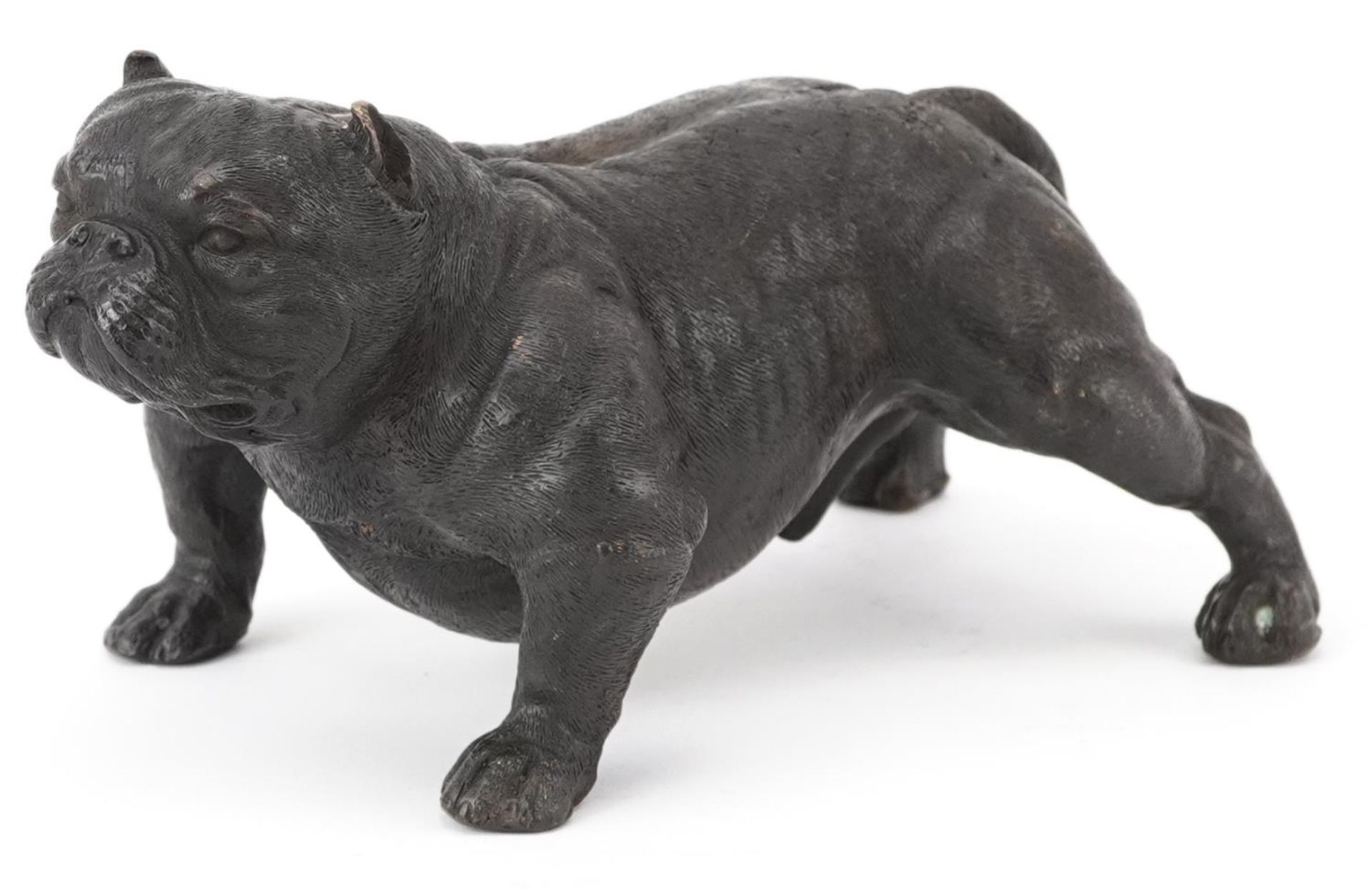 Patinated bronze Bullmastiff, impressed marks to the base, 19cm in length