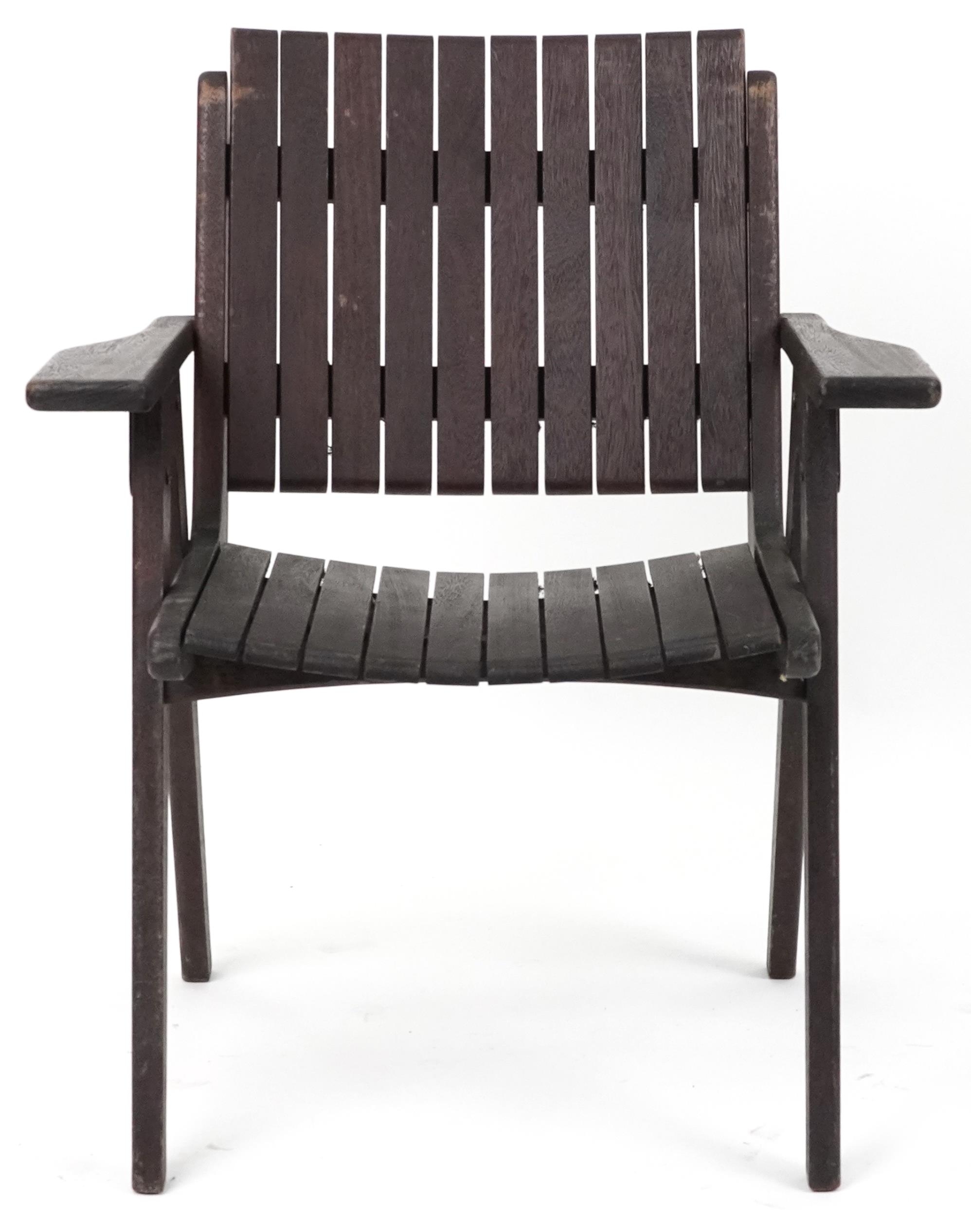 Autoban, stained teak slice chair, 81cm high - Image 2 of 5