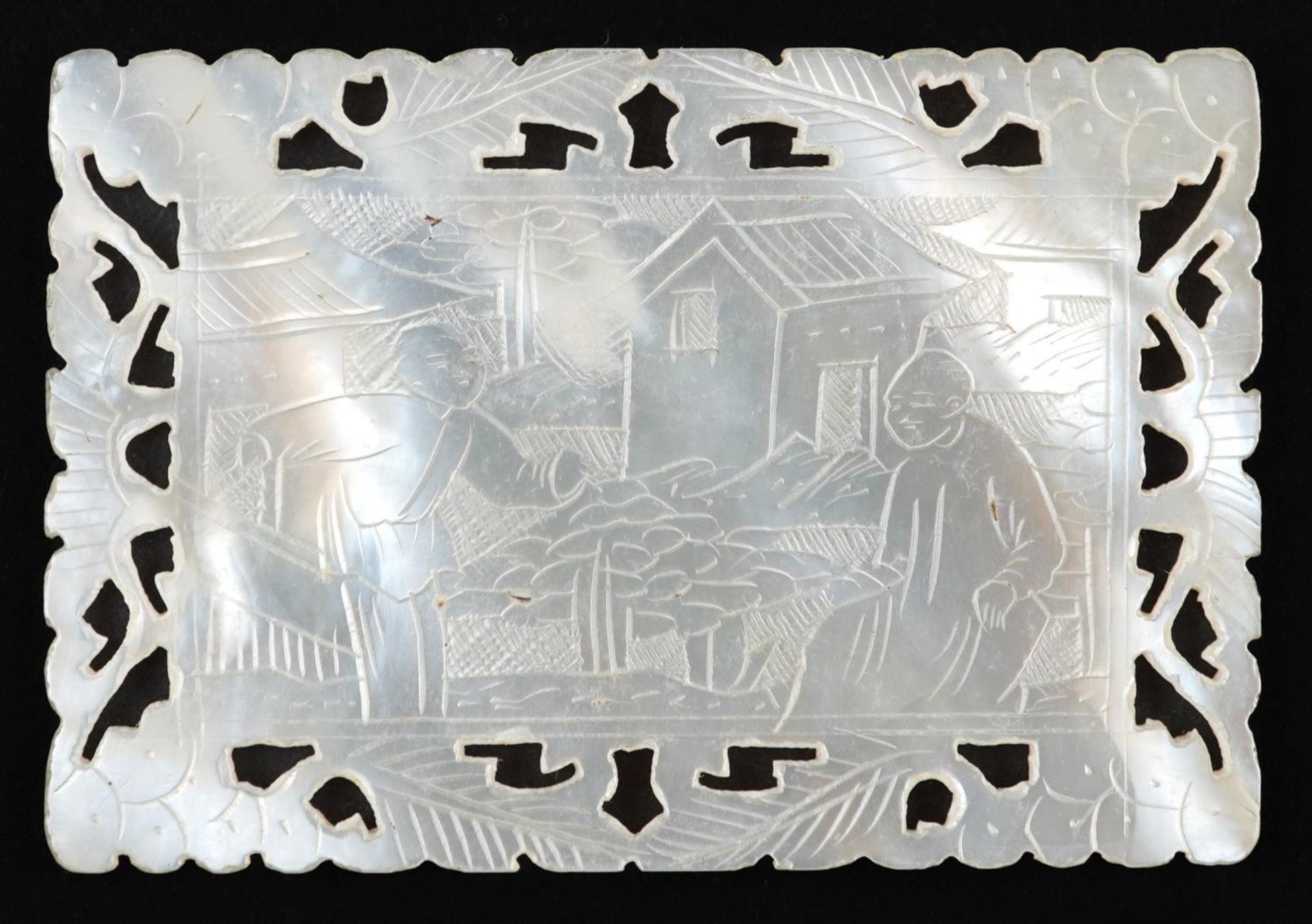 Good collection of Chinese Canton mother of pearl gaming counters carved with figures and flowers, - Image 25 of 30