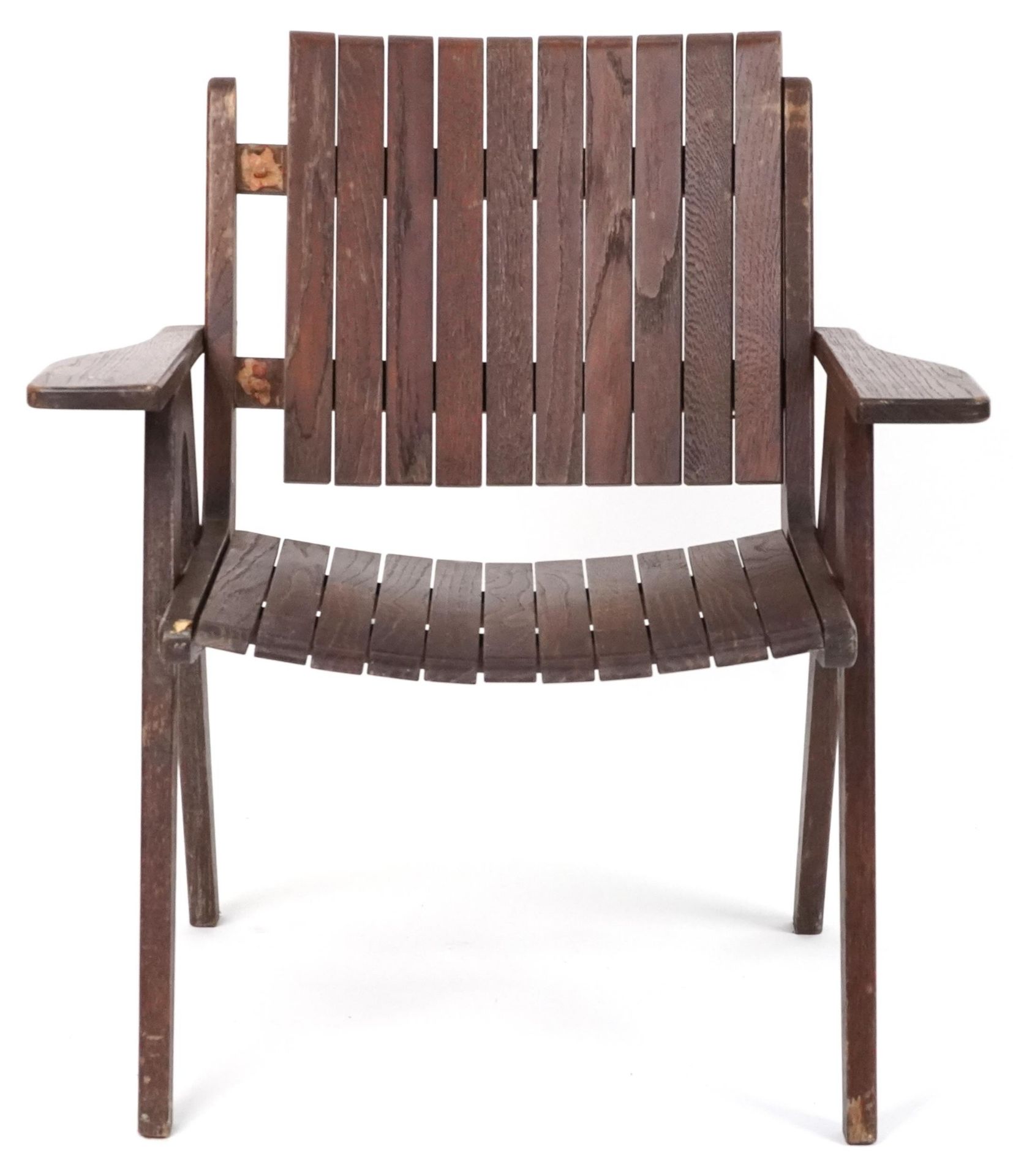 Autoban, stained teak slice chair, 81cm high - Image 2 of 4