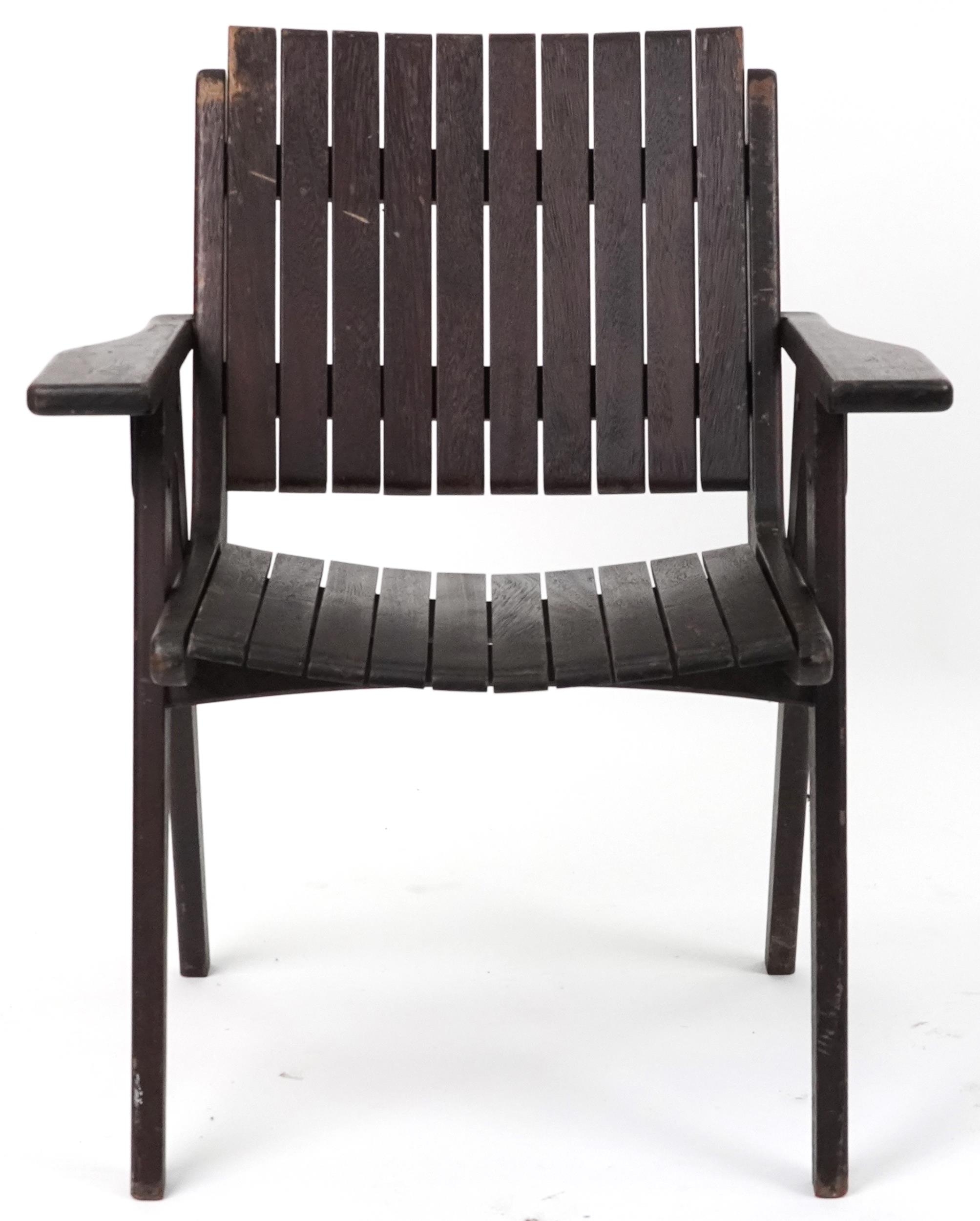 Autoban, stained teak slice chair, 81cm high - Image 2 of 5