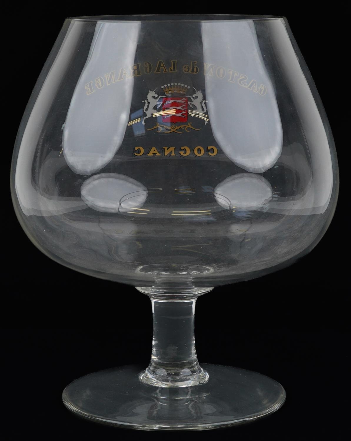 19th/early 20th century oversized cognac glass advertising Gaston de la Grange Cognac, 30cm high - Image 2 of 3