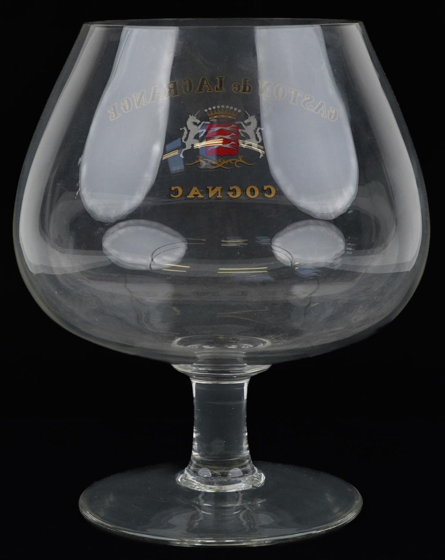 19th/early 20th century oversized cognac glass advertising Gaston de la Grange Cognac, 30cm high - Bild 2 aus 3