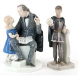 Bing & Grondahl, two Danish porcelain figures and groups including Hamlet To Be or Not To Be by Ebbe