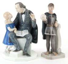 Bing & Grondahl, two Danish porcelain figures and groups including Hamlet To Be or Not To Be by Ebbe