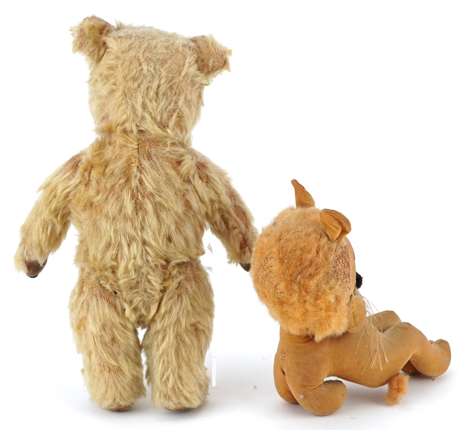 Two vintage teddy bears including a jointed example with beaded eyes, the largest 30.5cm high - Image 2 of 3