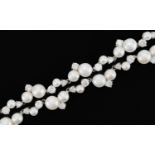 Silver cubic zirconia and cultured pearl collar necklace, 42cm in length, 43.4g
