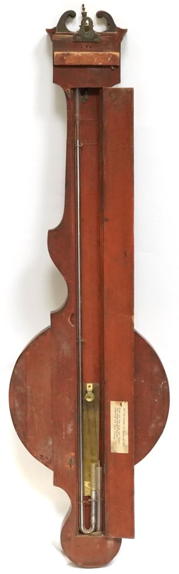 19th century mahogany banjo barometer thermometer with silvered dials, one engraved J Vago of - Bild 5 aus 6