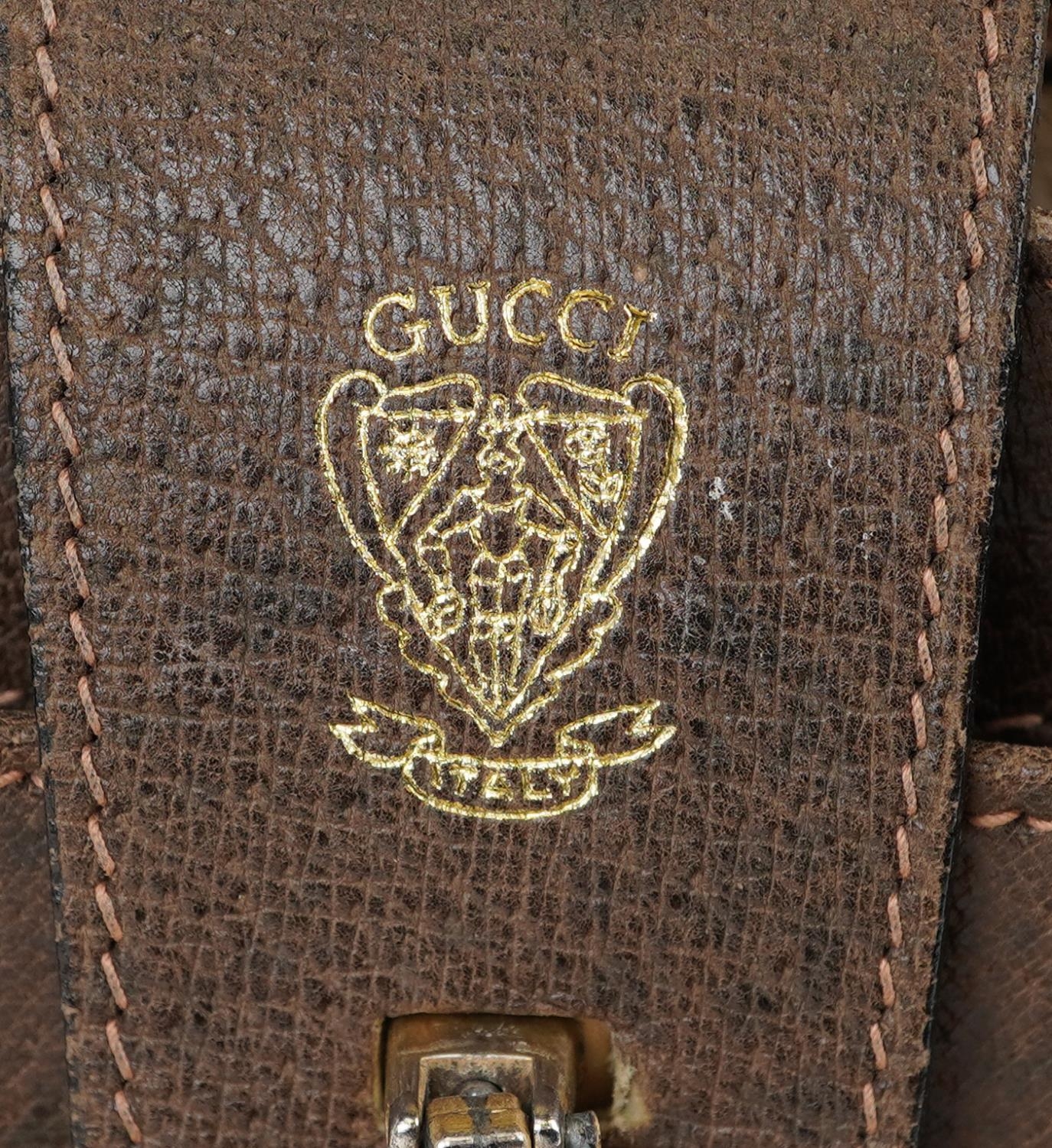 Vintage gentlemen's Gucci brown leather brief case, 8.5cm H x 43cm W x 31cm D PROVENANCE: - Image 4 of 7