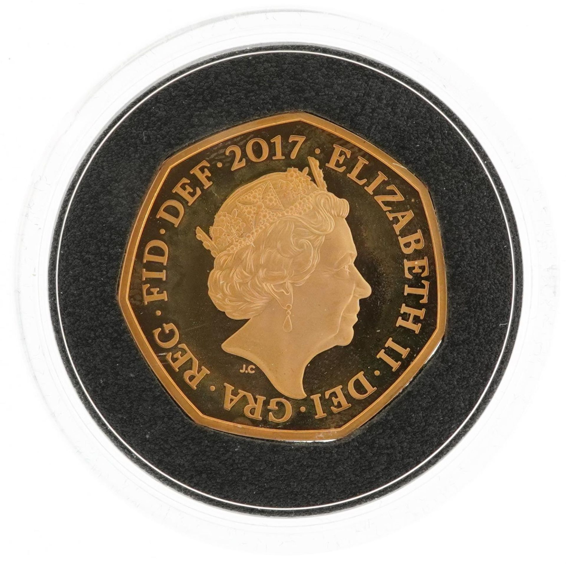 Elizabeth II 2017 gold proof fifty pence piece by The Royal Mint commemorating Sir Isaac Newton with - Bild 3 aus 4