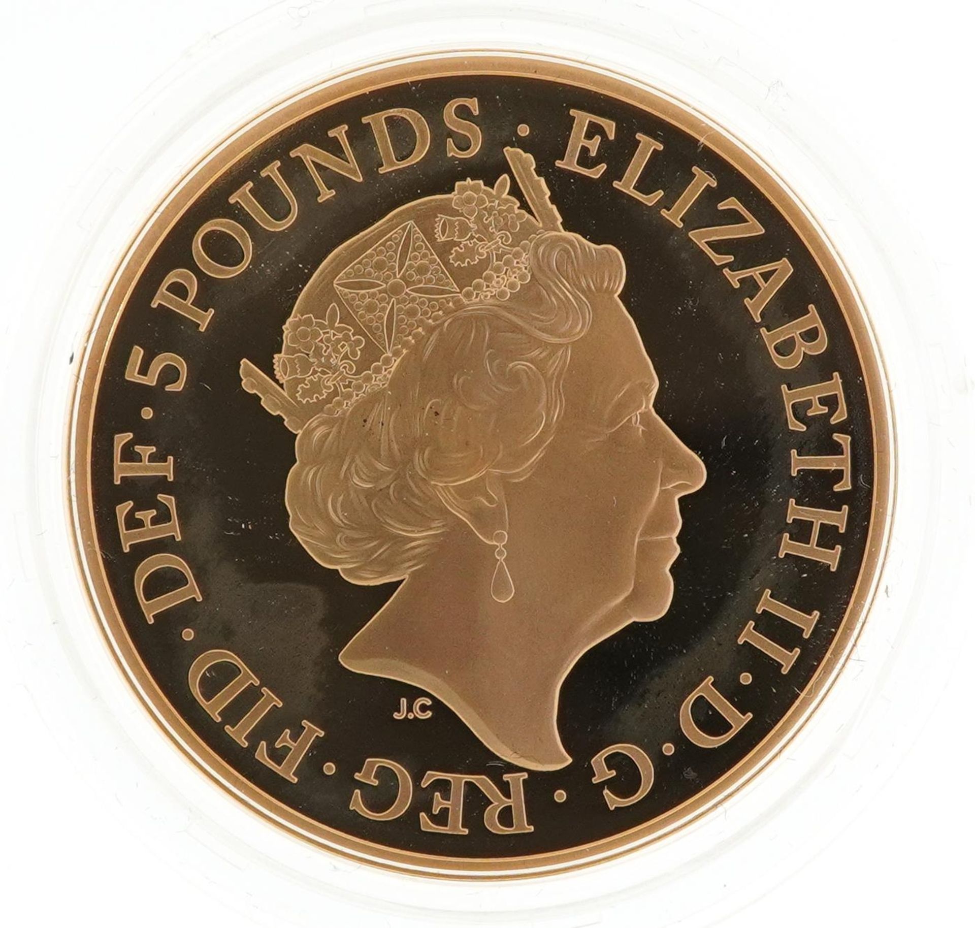 Elizabeth II 2017 gold proof five pound coin by The Royal Mint commemorating The Sapphire Jubilee of - Bild 3 aus 4
