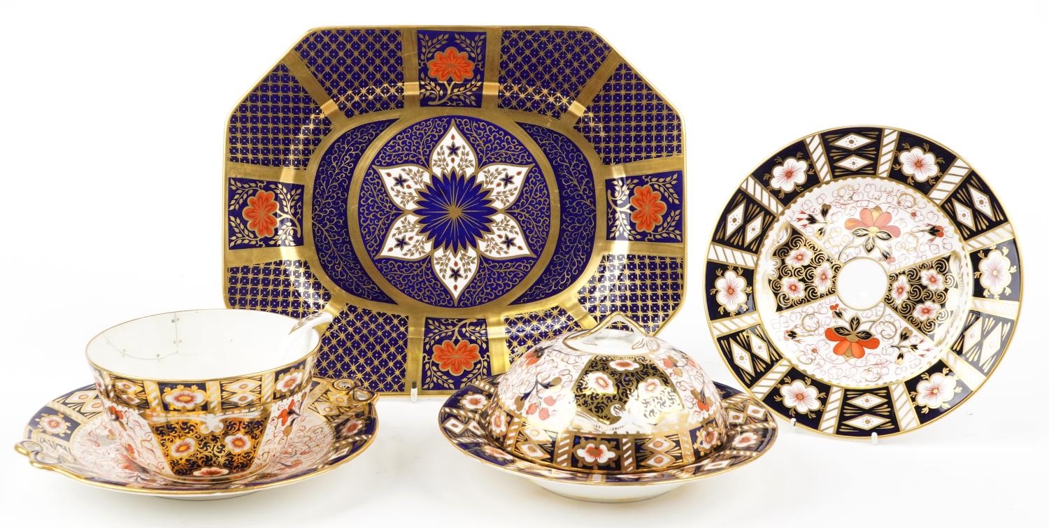 Old Imari porcelain including Royal Crown Derby plate and a Caverswall Romany rectangular platter by - Image 2 of 6