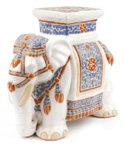 Chinese porcelain garden seat in the form of an elephant, 46cm in length