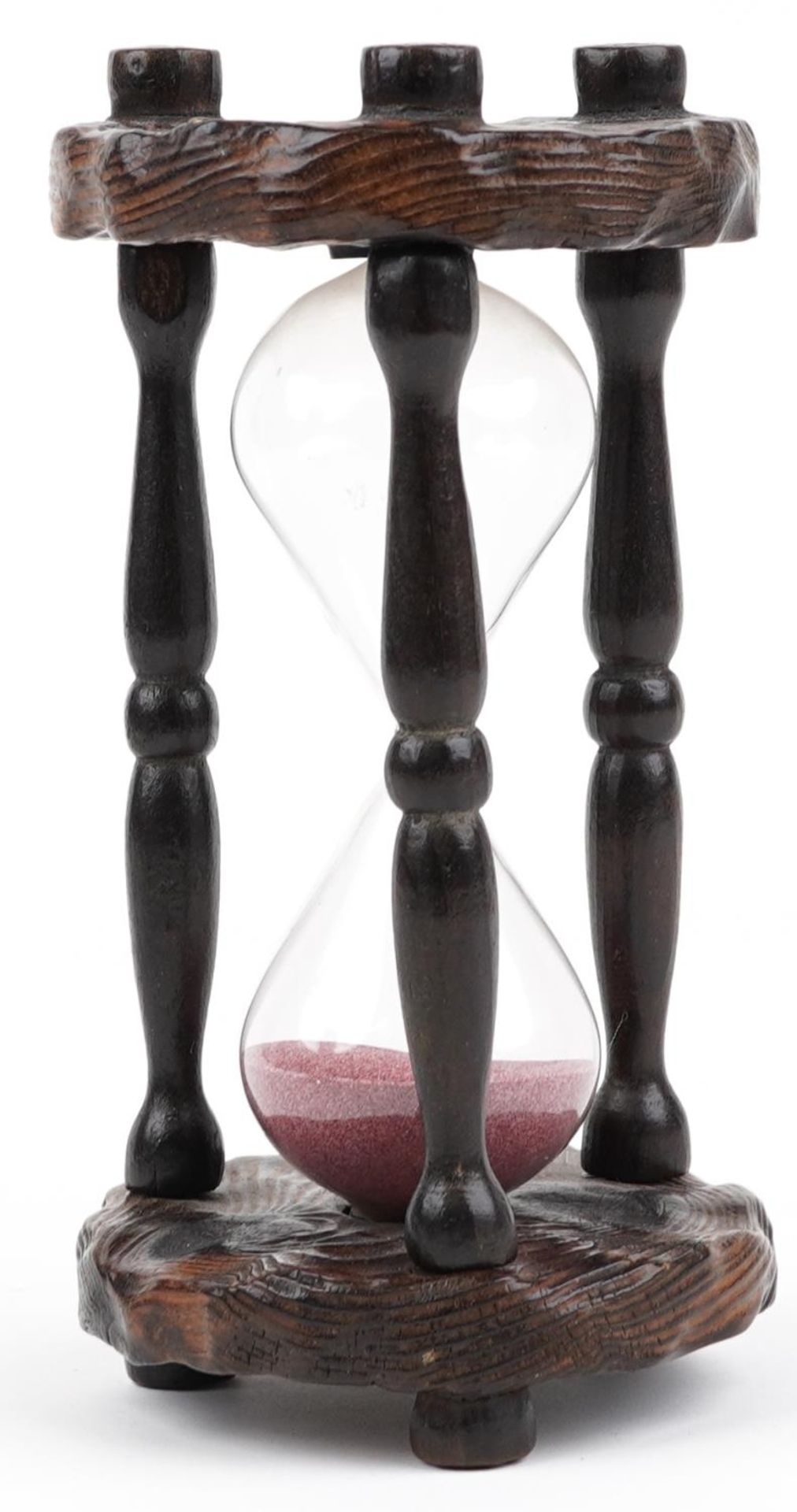 Antique style hardwood hour glass timer, 22cm high - Image 2 of 3