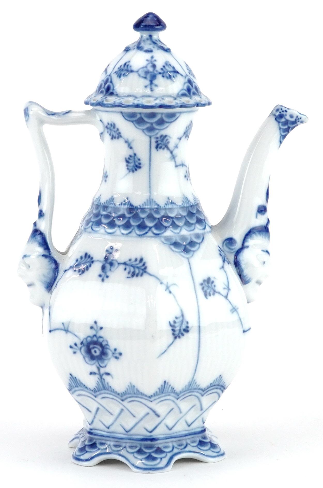 Royal Copenhagen, Danish blue and white porcelain Musselmalet coffee pot numbered 1030 to the - Image 5 of 9