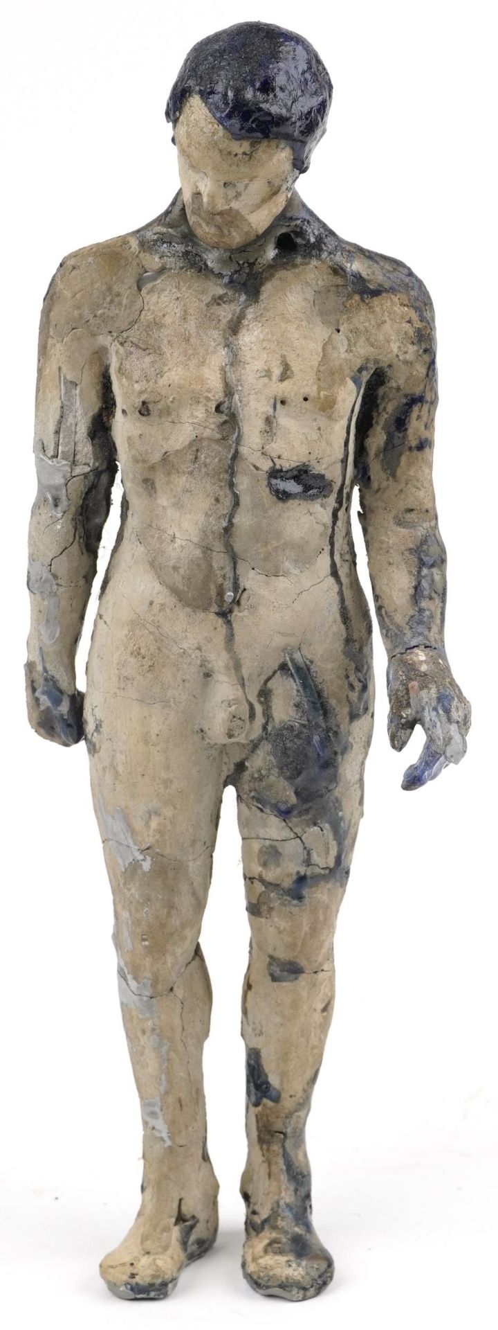 Neil Wilkinson, contemporary Brutalist sculpture with resin of a nude male, Fragmentation, 38.5cm
