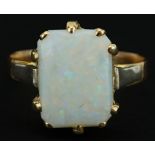 Victorian 18ct gold cushion opal ring, the opal approximately 11.50mm x 8.65mm x 3.0mm deep,