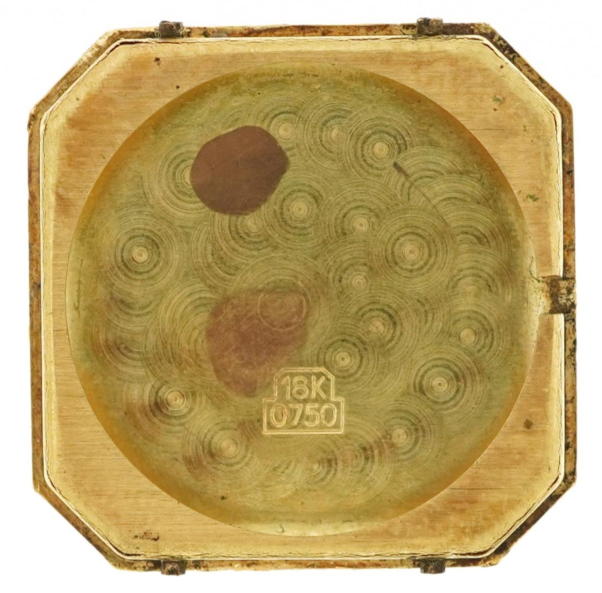 Art Deco style 18ct gold gentlemen's manual wind wristwatch having gilt dial with Roman numerals and - Bild 4 aus 5