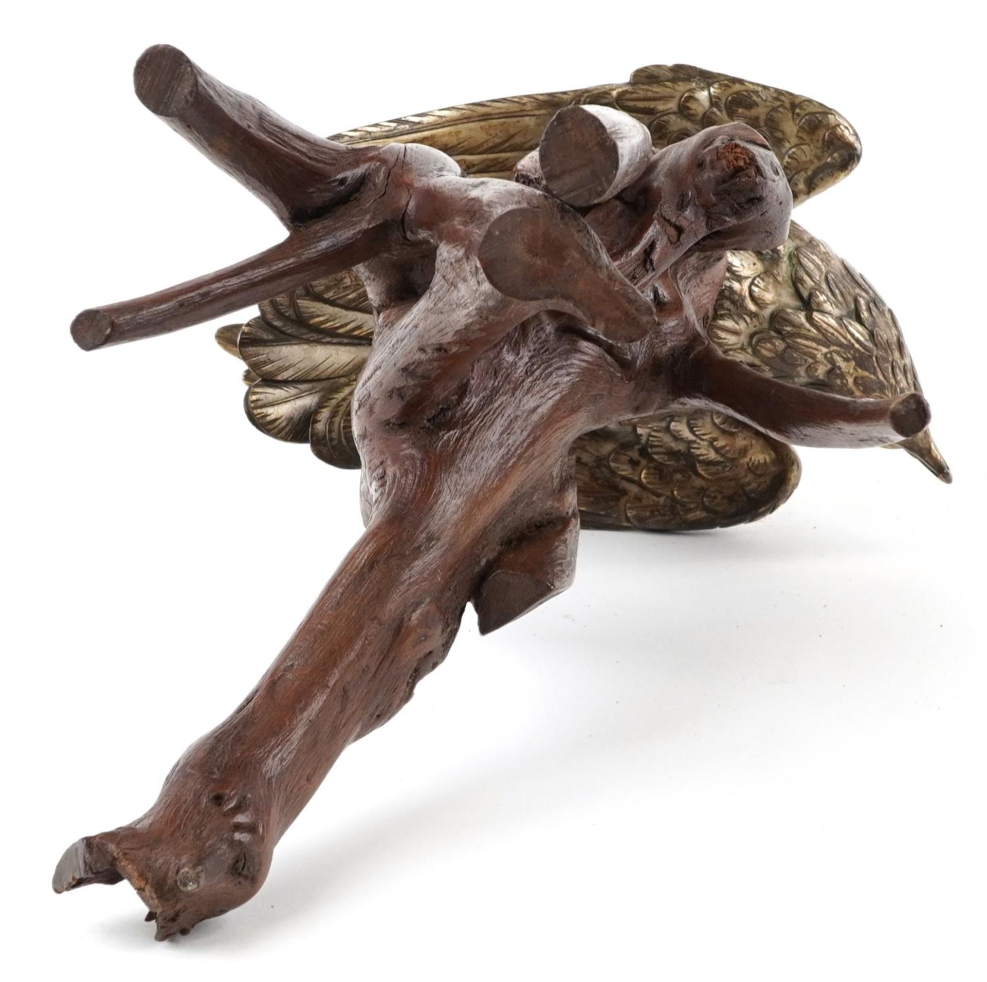 Masamitsu Masatsune, Japanese silvered bronze and briar okimono of an Osprey, Meiji period, 31cm - Image 4 of 4