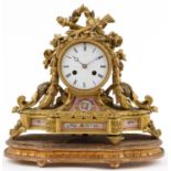 Drocourt of Paris, 19th century French ormolu mantle clock striking on a bell,cast with torches