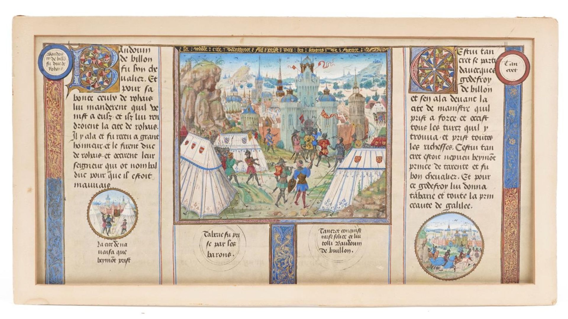 Margaret Balfour Ogilvie - Chronique de Jerusaleme, medieval style illuminated manuscript, label - Bild 2 aus 8