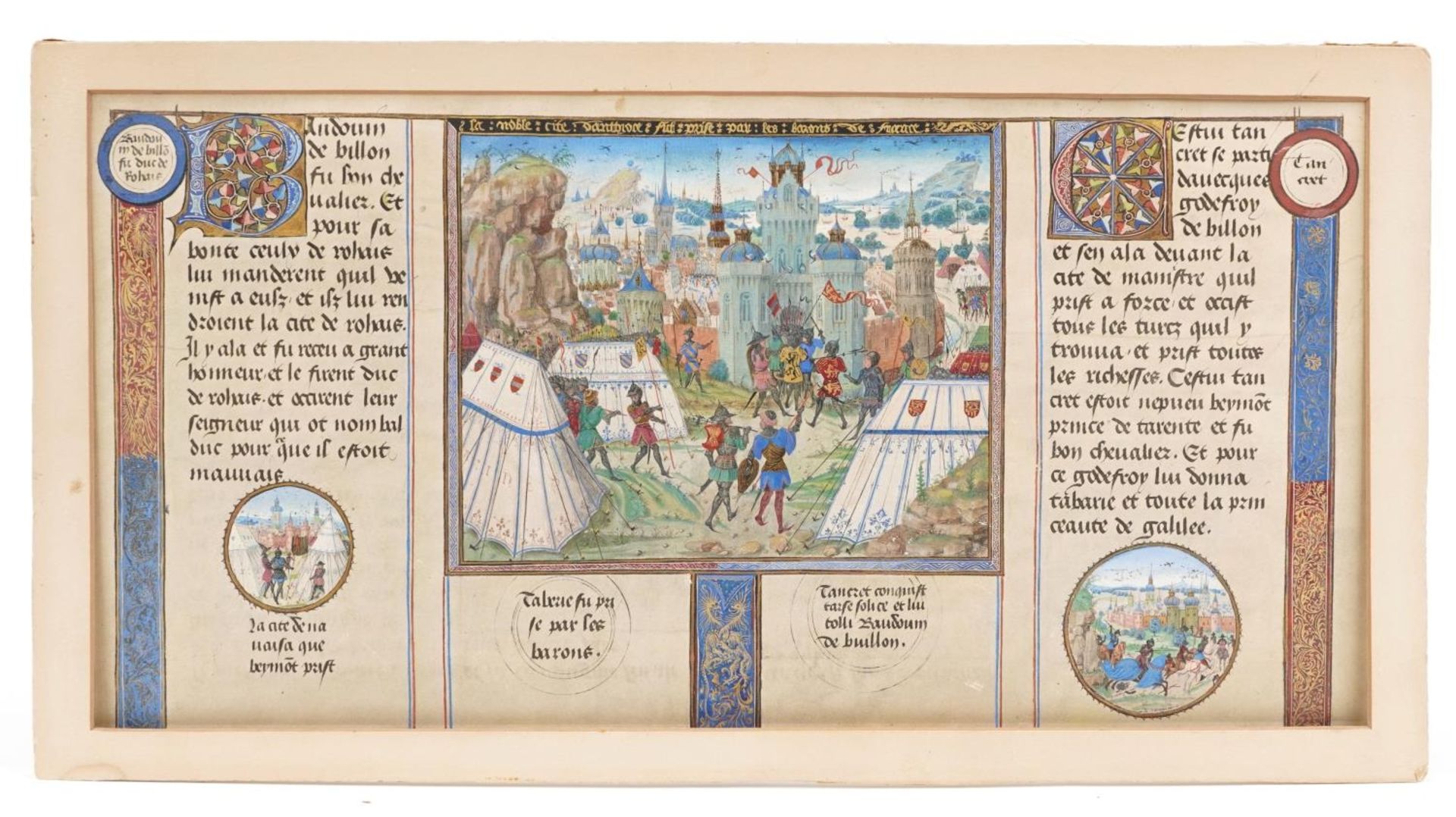 Margaret Balfour Ogilvie - Chronique de Jerusaleme, medieval style illuminated manuscript, label - Image 2 of 8