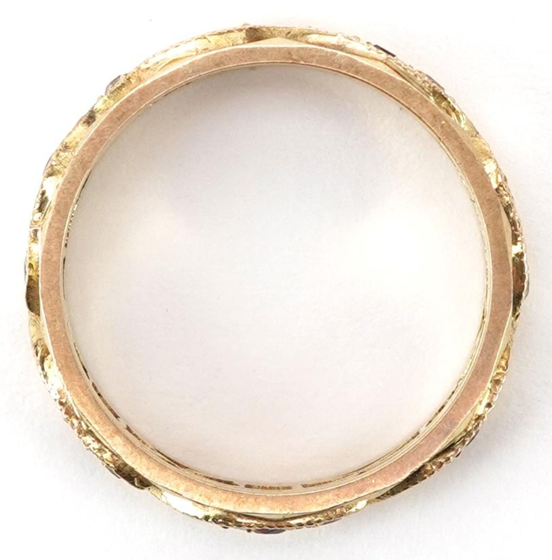 9ct gold garnet and clear stone eternity ring, size K, 2.5g - Bild 3 aus 5