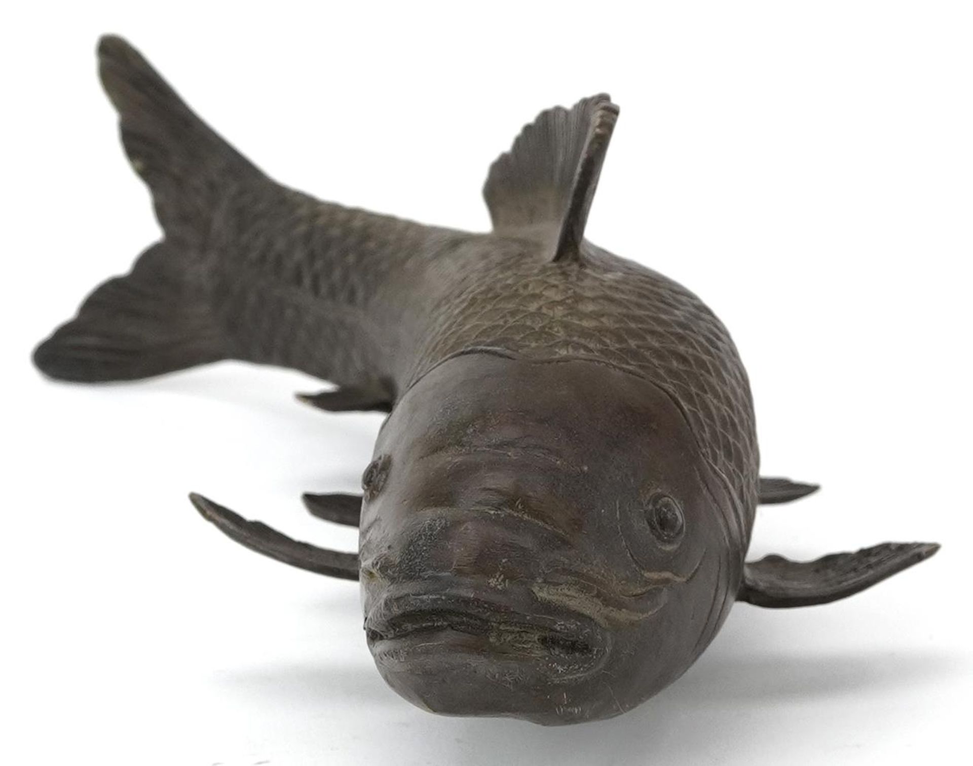 Japanese patinated bronze goldfish, 29cm in length - Image 2 of 7