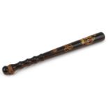 George V hardwood police truncheon with painted cypher, 39cm in length
