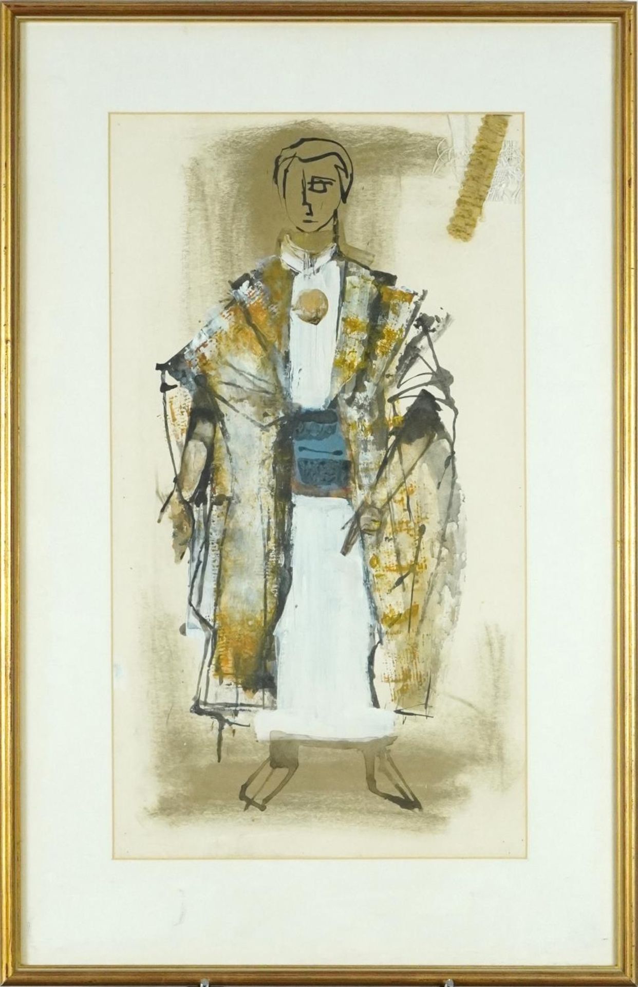 Full length portrait of a man in costume, probably for a theatre design, mixed media costume design, - Bild 2 aus 3