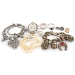 Antique and later jewellery including a Topazio Portuguese bracelet set with cabochon stones,