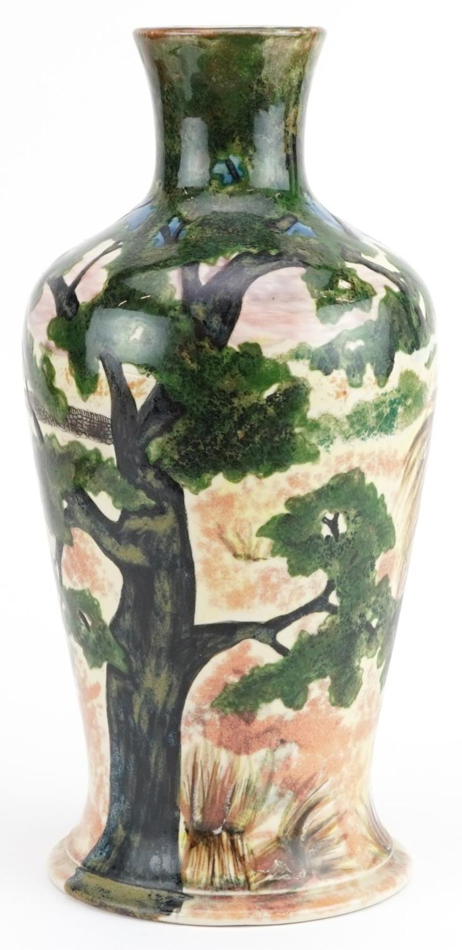 Large Cobridge baluster vase hand painted with farmers, limited edition 79/150, 31.5cm high - Image 2 of 3