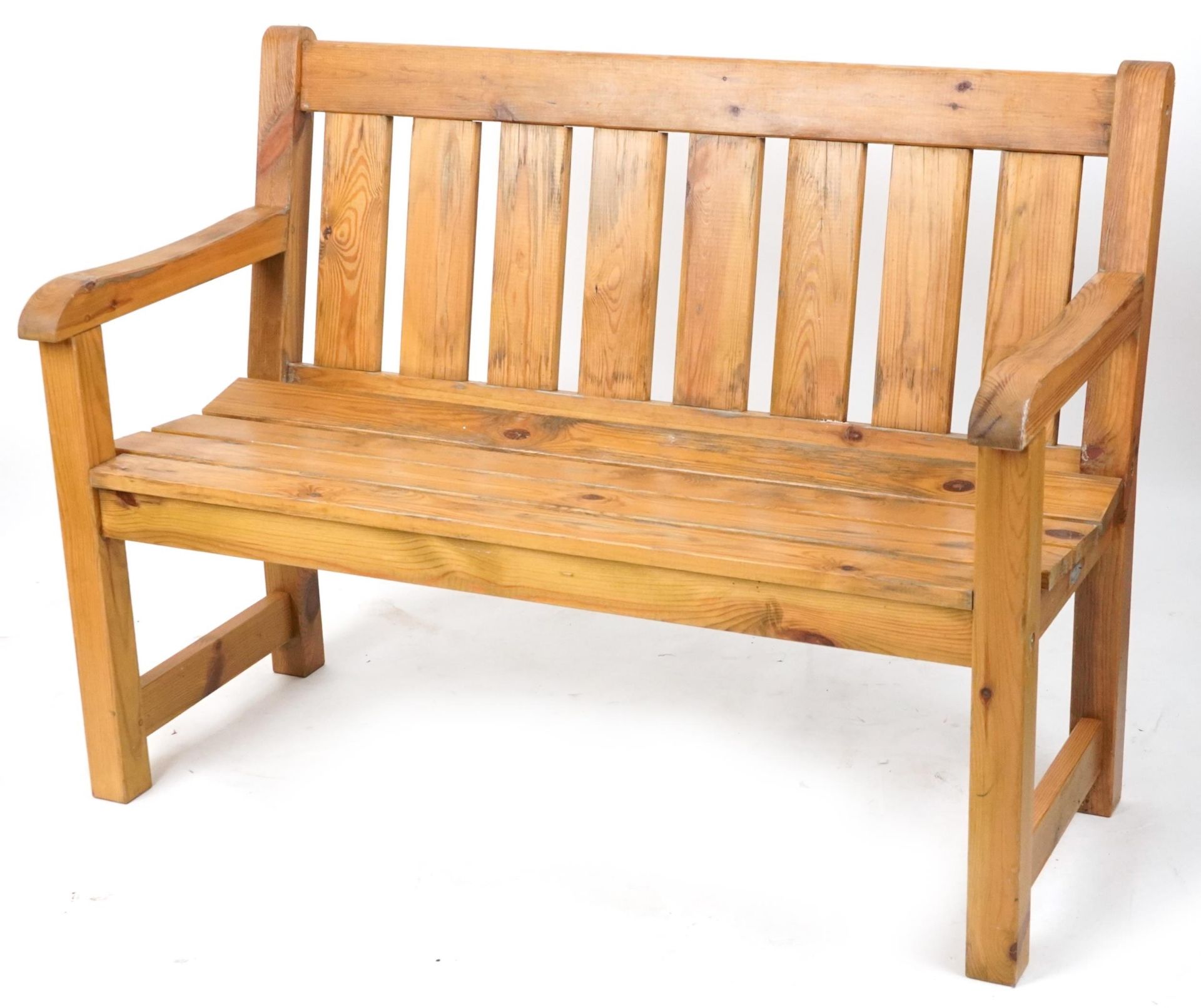 Alexander Rose Pine slatted garden bench, 92.5cm H x 102.5/ 182.5cm W x 59cm D