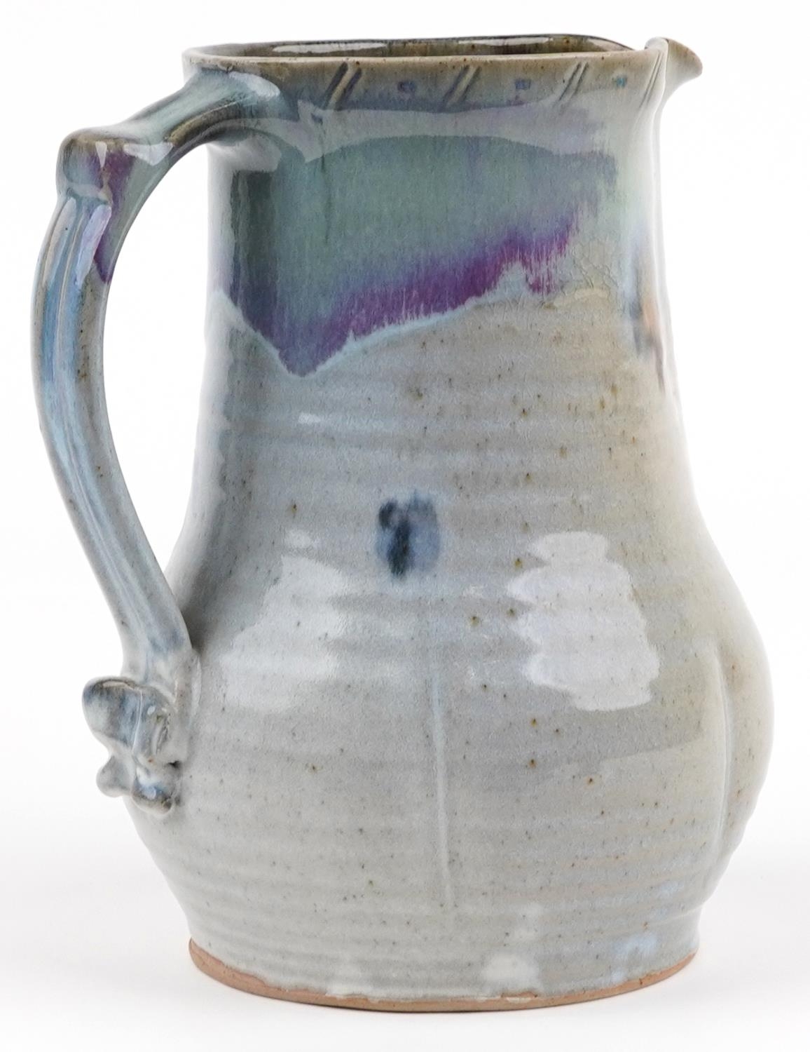 Michael Leach, large Yelland studio pottery jug having a mottled purple-brown glaze, impressed marks - Image 2 of 3