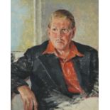 Terence John McCaw - Portrait of a seated gentleman, South African school oil on canvas, framed,