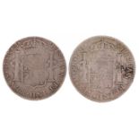 Two Spanish silver eight reales comprising Ferdinand VII 1809 and Charles III 1772, 50g