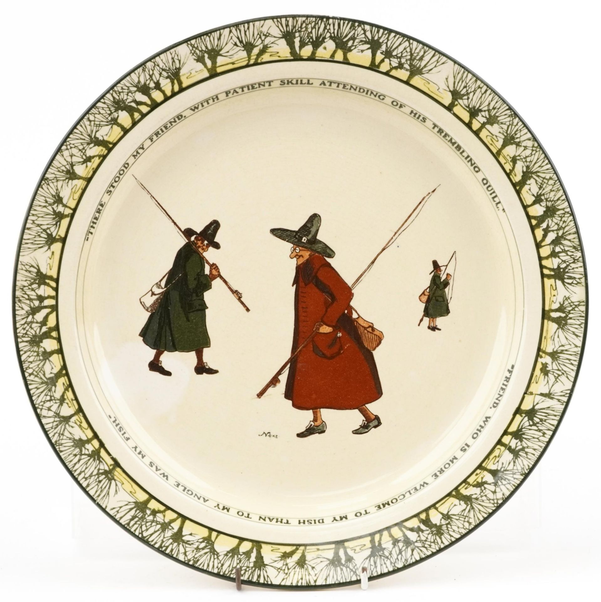 Charles Noke for Royal Doulton, Isaac Walton Ware charger, 36cm in diameter