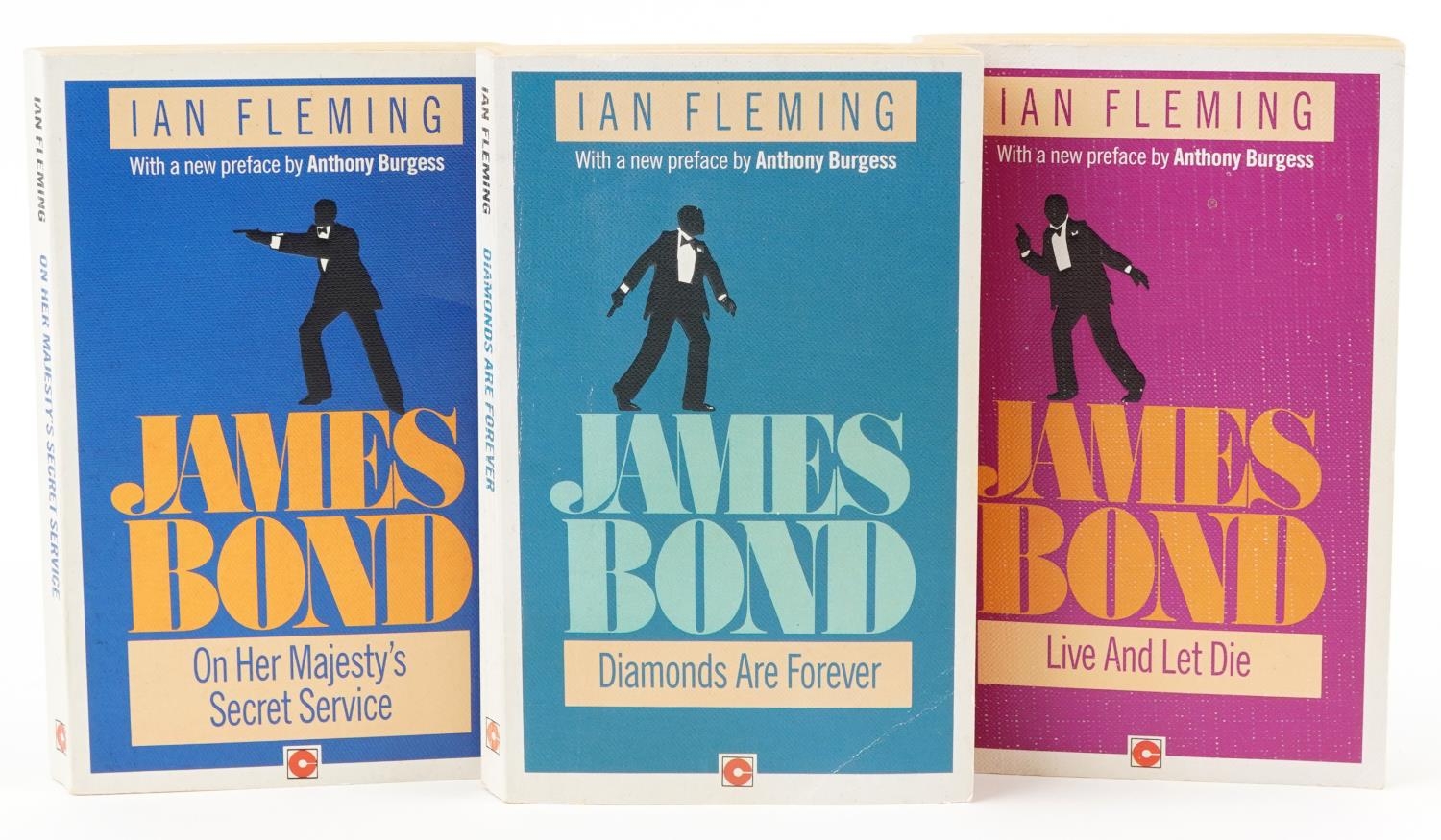 Three Ian Fleming James Bond Coronet Edition soft back books with prefaces by Anthony Burgess,