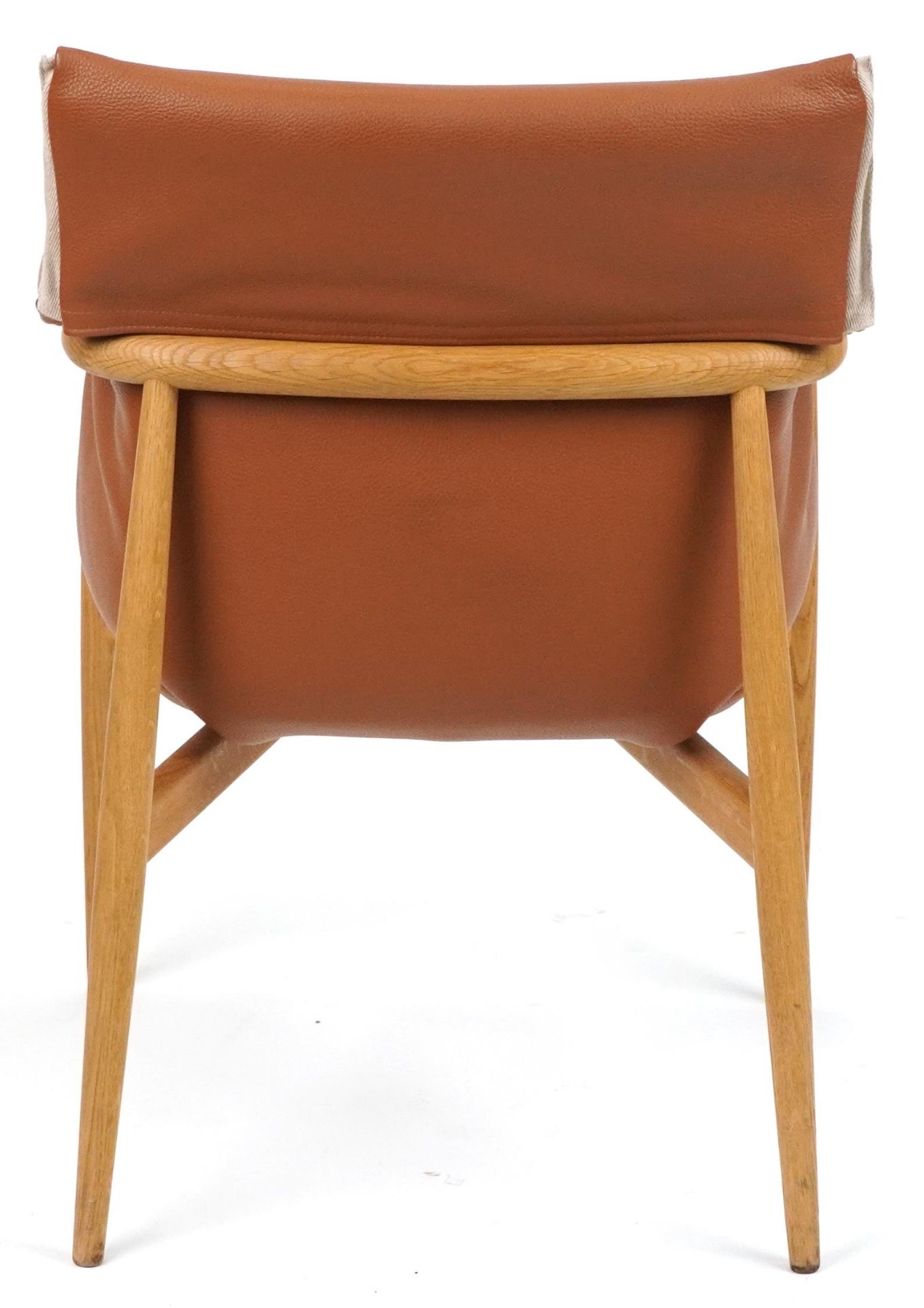 Carl Hansen & Son, Danish lightwood and brown leather upholstery embrace armchair, plaque to the - Image 4 of 5