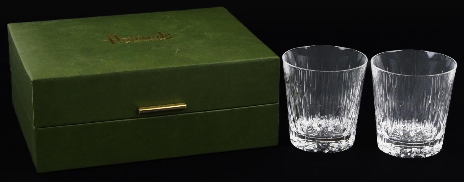 Pair of Harrods crystal glasses housed in a fitted box, each glass 8cm high - Image 2 of 7