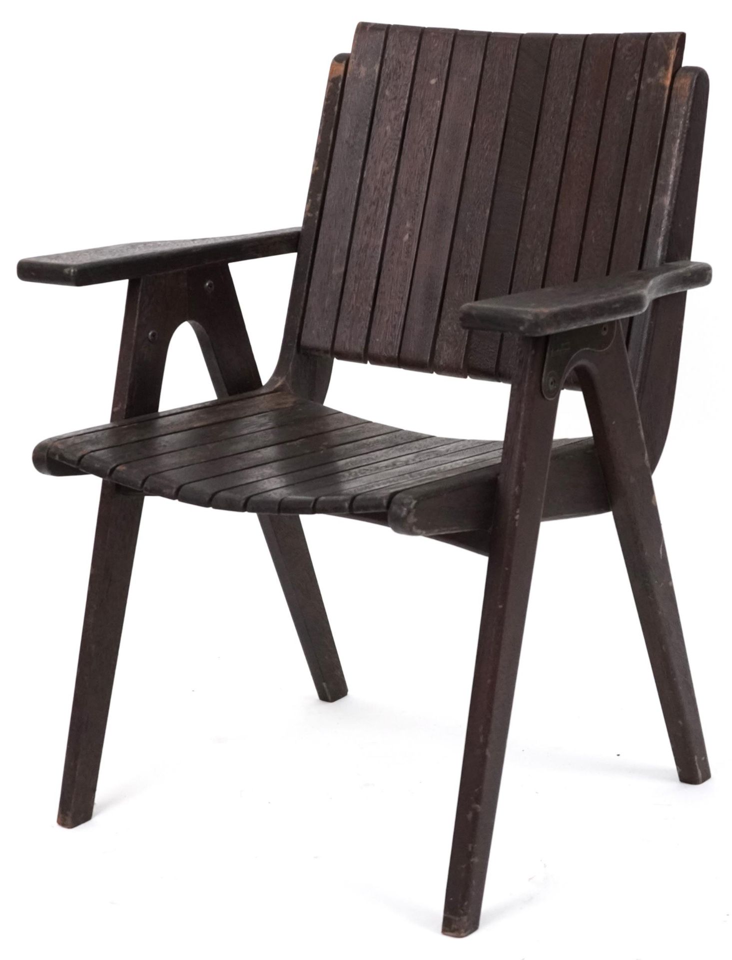 Autoban, stained teak slice chair, 81cm high