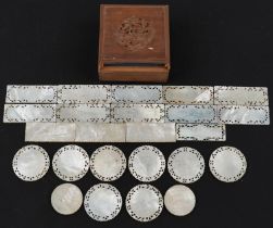 Good collection of Chinese Canton mother of pearl gaming counters including examples finely and