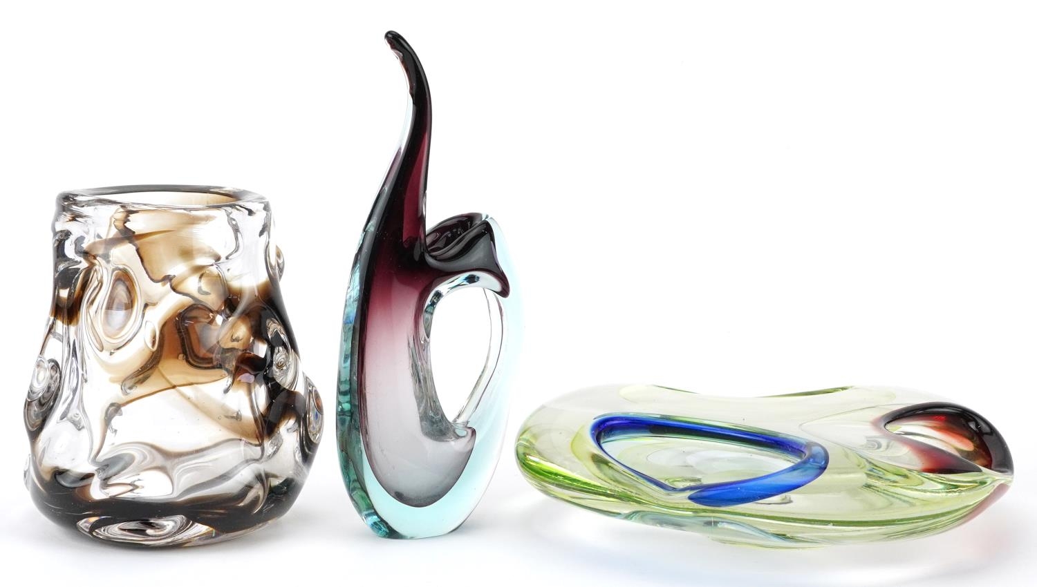 Art glassware including a Whitefriars knobbly vase designed by Geoffrey Baxter and a Murano two - Image 2 of 3