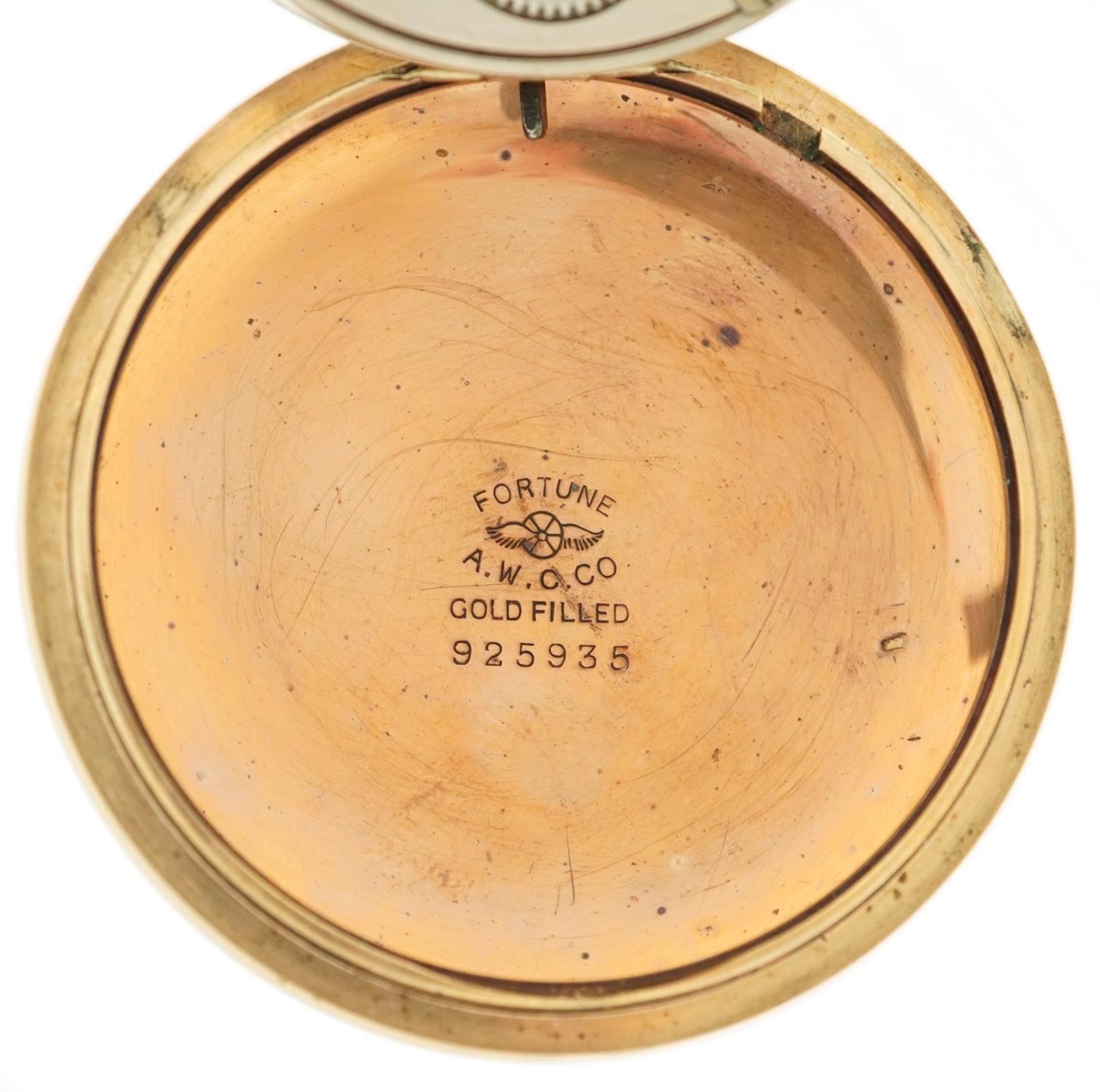 Hamilton Watch Co, gentlemen's gold plated keyless open face pocket watch having enamelled and - Bild 3 aus 4