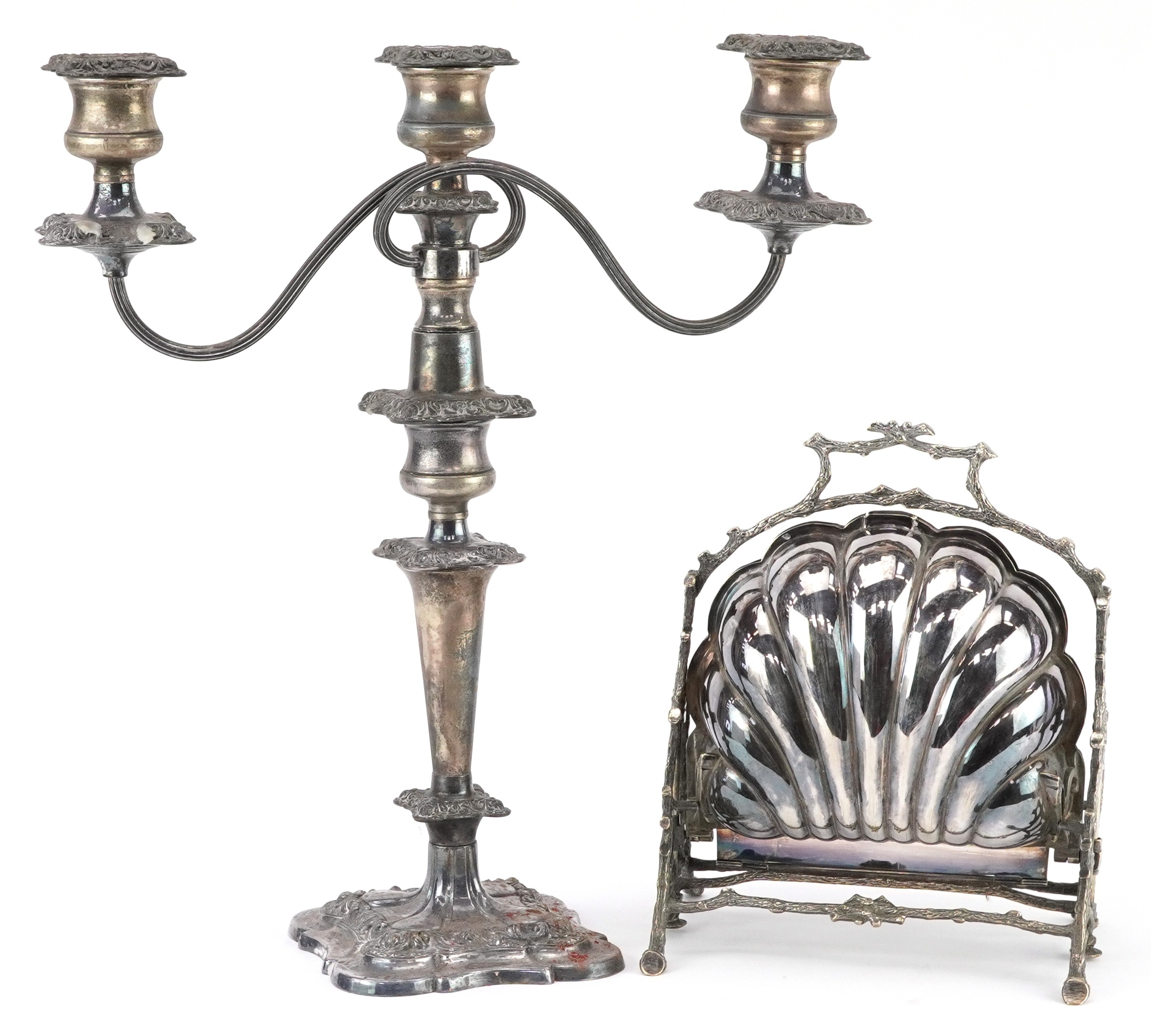 Mappin & Webb Princess silverplate warmer and a three branch silver plated candelabra, the largest - Image 4 of 7