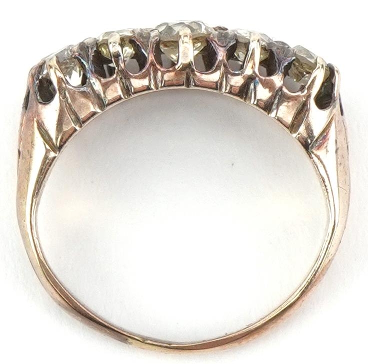 Antique unmarked gold diamond two row cluster ring, tests as 18ct gold, the largest diamonds - Image 3 of 3
